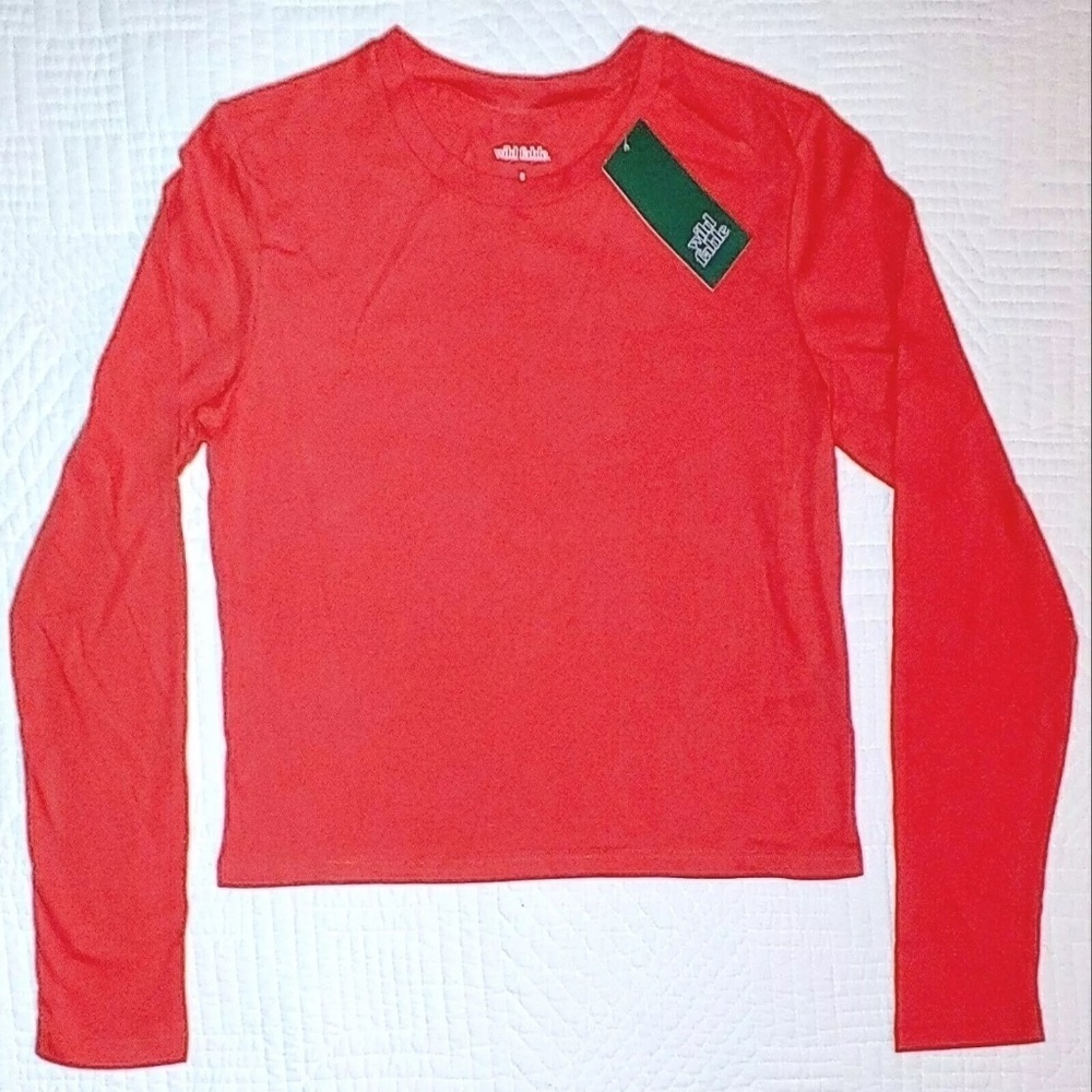 Wild Fable Lightweight Red Long Sleeve Crop T-Shirt X-Small